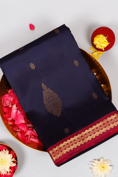 1234531-Ink Blue Silk Mix Saree