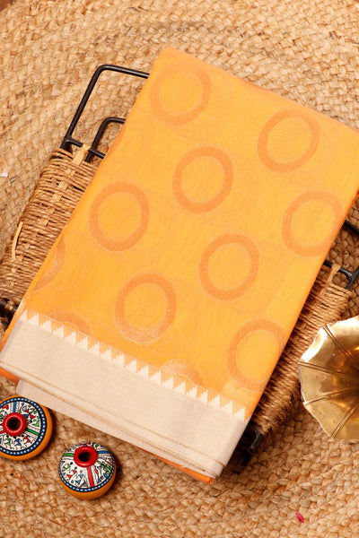 Palam Silks-Orange Semi Silk Cotton Saree