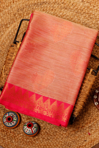Palam Silks-Onion Pink Tanchui Saree with Jute Finish