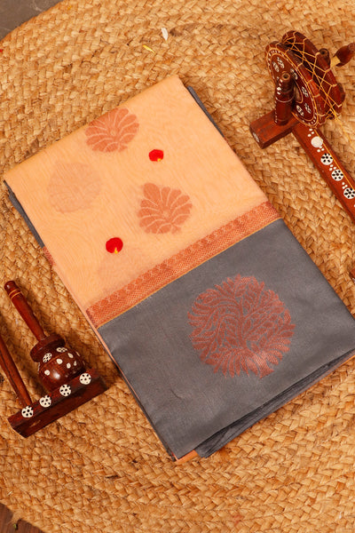 1235328-Beige Semi Silk Cotton Saree