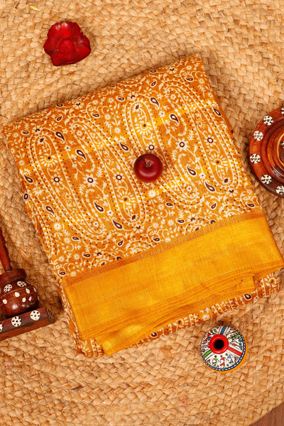 1235491-Marigold Yellow Printed Saree