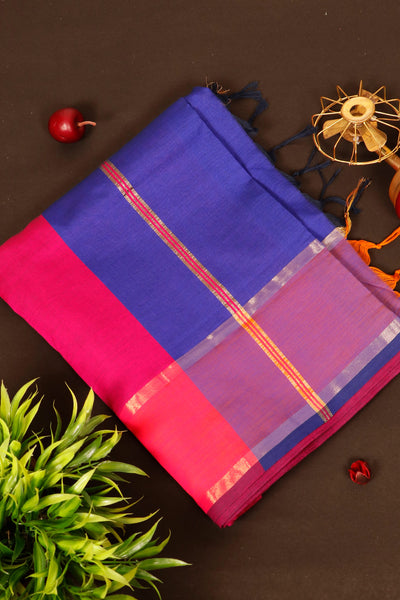 1235571-Deep Blue Semi Silk Cotton Saree