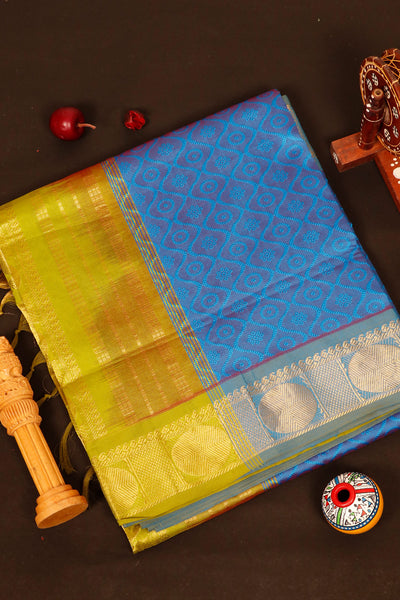 1235630-Navy Blue Semi Silk Cotton Saree