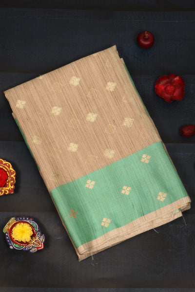 Chiku Semi Tussar Saree with Jute Finish