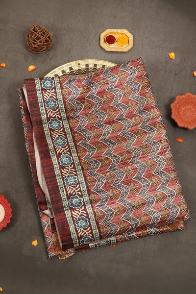 Brown Semi Tussar Saree