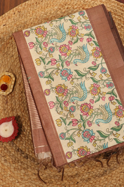Brown Semi Tussar Saree