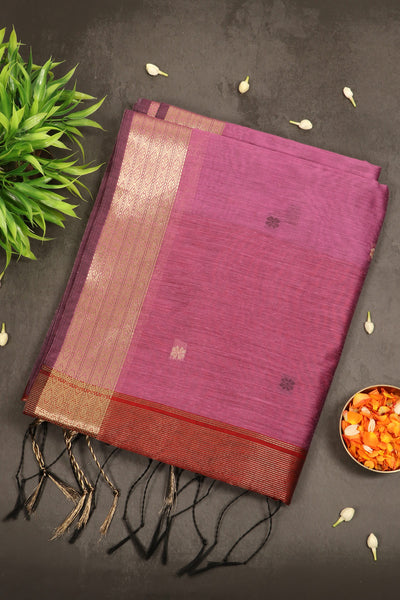 Lavendar Semi Maheshwari Cotton Saree
