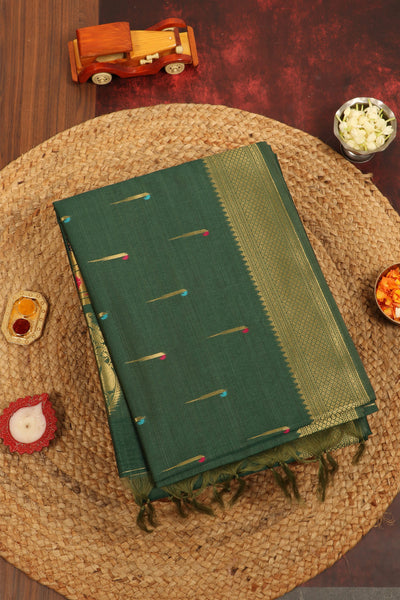 Forest Green Semi Tussar Saree