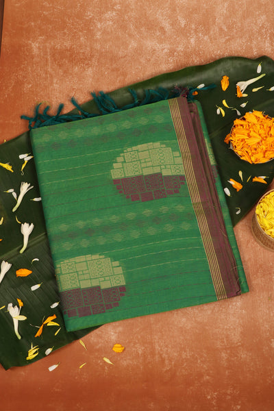 Emerald Green Cotton Saree