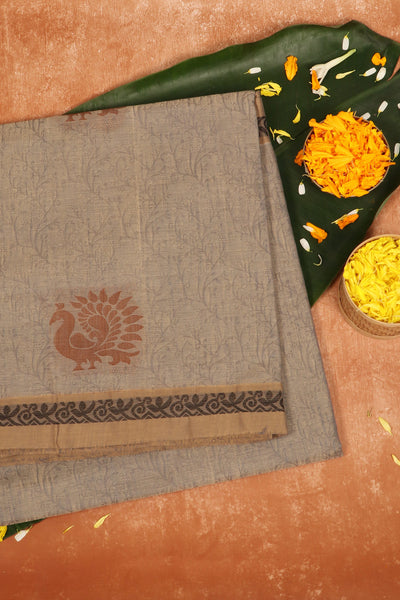 Bone Grey Cotton Saree