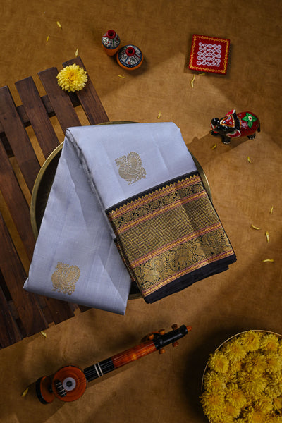 Lavender grey kanchipuram silk saree
