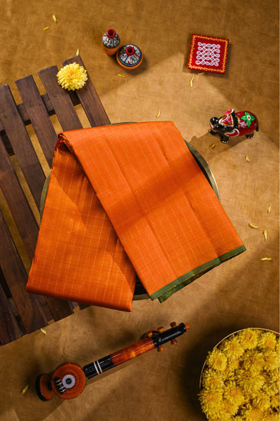 Burnt Orange Kanchipuram Silk Saree