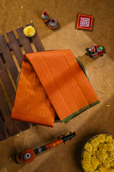 Burnt Orange Kanchipuram Silk Saree
