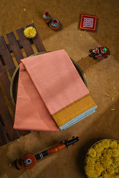 Peach Cotton Saree