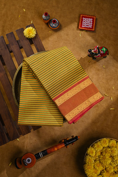 Pista green cotton saree