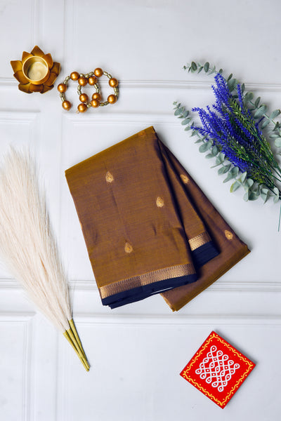 Golden Brown Silk Mix Saree
