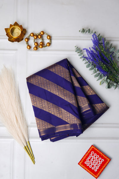 Navy Blue Silk Mix Saree
