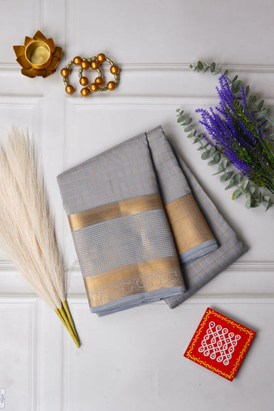 Silver Blue Silk Mix Saree