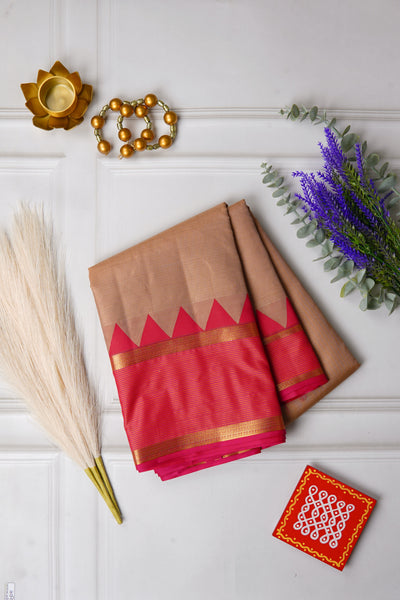 Dull Beige Silk Mix Saree