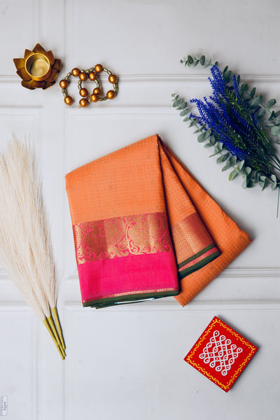 Peachy Pink Silk Mix Saree