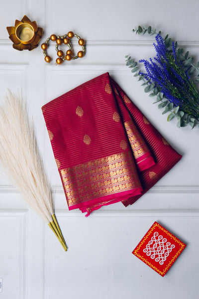 Deep Crimson Silk Mix Saree