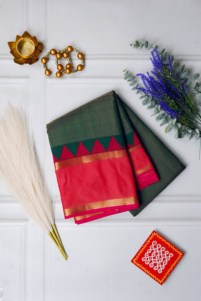 Dark Green Silk Mix Saree