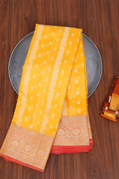 PALAM-SILKS-Sunflower Yellow Semi Silk Cotton Saree