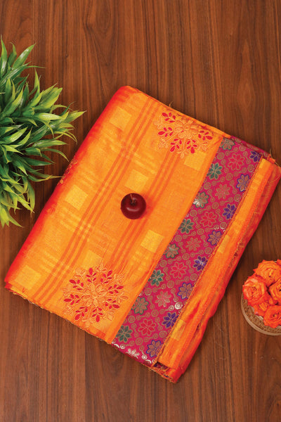 Palam-Silks-Shop-Online-Orange Semi Tussar Saree