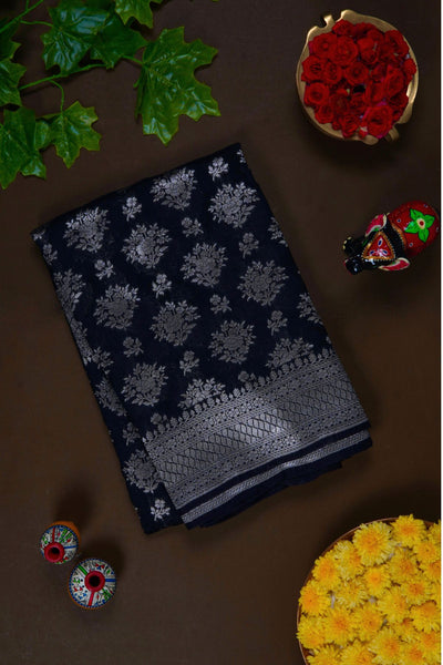 Black Semi Tussar Saree