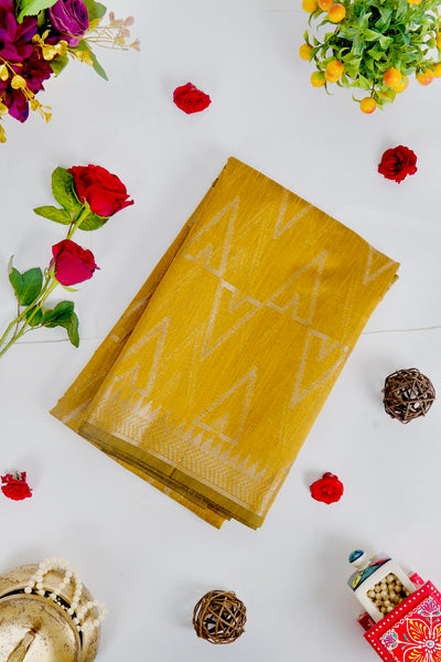 1268412-Palam-Silks-Shop-Online-Mustard Yellow Semi Tussar Saree