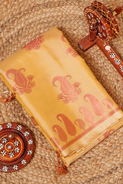 Palam Silks - Golden Yellow Semi Tussar Saree with Soft Finish