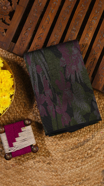 PALAM-SILKS-Green and Black Handloom Kanchipuram Silk Saree