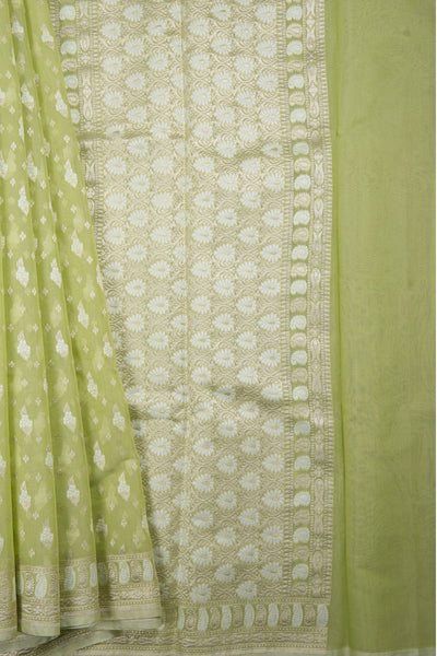 Pale Green Semi Silk Cotton Saree
