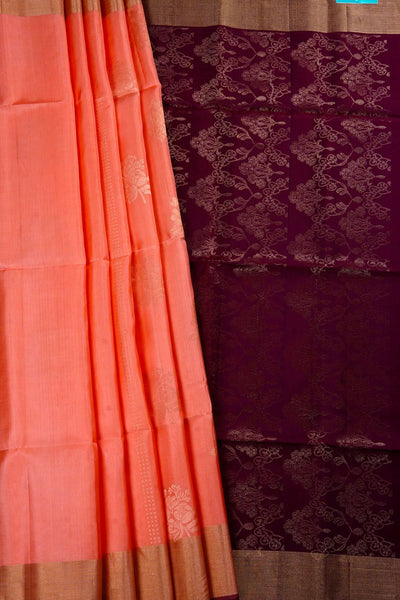 Light Coral Soft Silk Saree