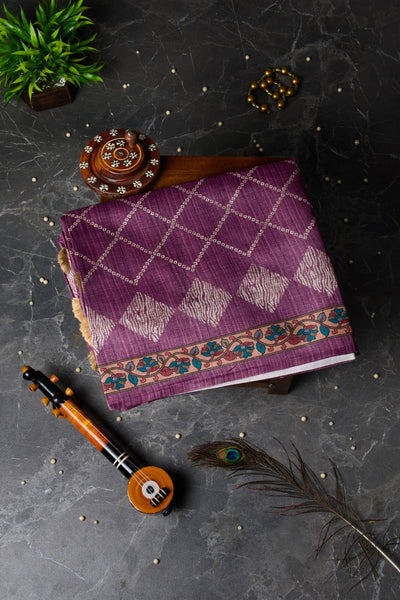 True Purple Semi Tussar Saree