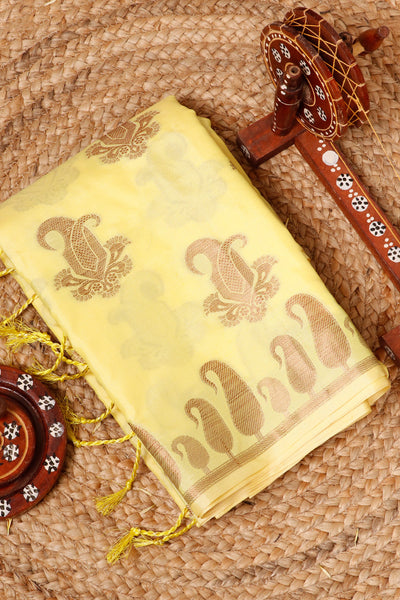 Palam Silks - Neon Yellow Semi Tussar Saree with Soft Finish