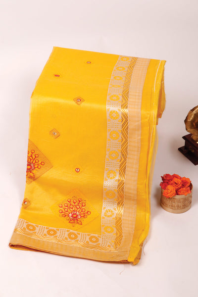 Palam-Silks-Shop-Online-Maigold Yellow Semi Tussar Saree