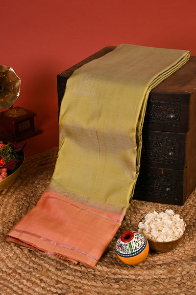 Palam Silks | Shop Online | Lime Green Handloom Kanchipuram Silk Saree