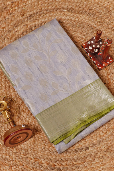 Palam Silks - Grey Semi Silk Cotton Saree with Soft Finish