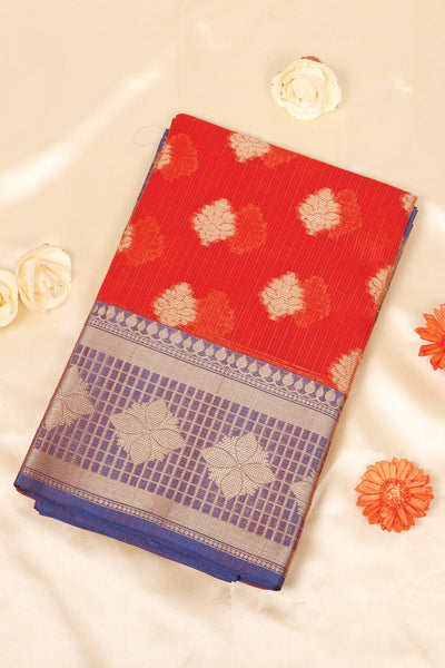 Palam-Silks-Shop-Online-Red Semi Silk Cotton Saree