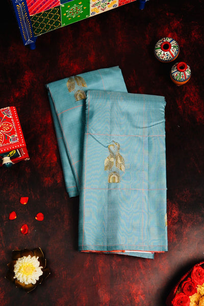 Cornflower Blue Kanchipuram Silk Saree