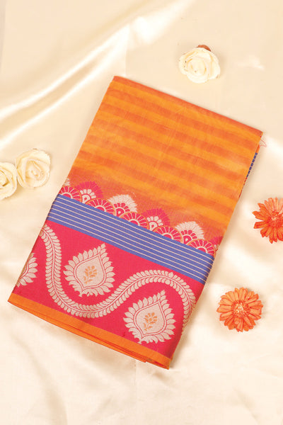 Palam-Silks-Shop-Online-Orange Semi Silk Cotton Saree