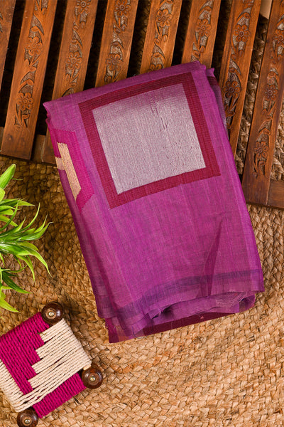 PALAM-SILKS-Purple Linen Kanchipuram Silk Saree