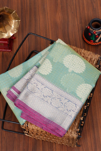 PALAM-SILKS-Sea Green Semi Silk Cotton Saree