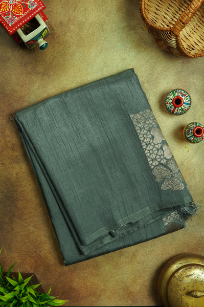 Dark Teal Green Semi Tussar Saree