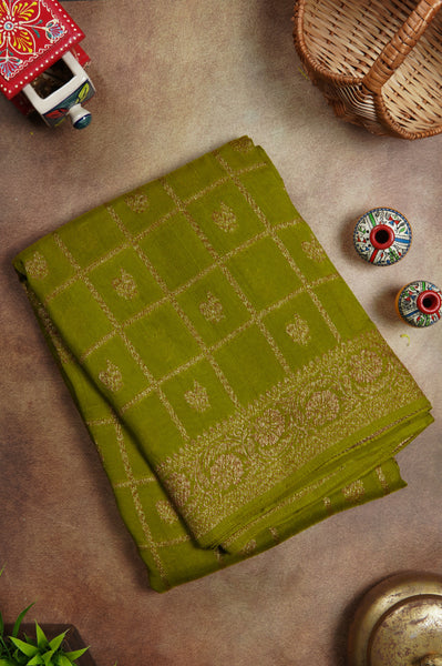 Light Green Semi Tussar Saree