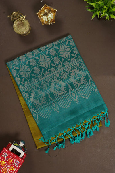 Olive Yellow Soft Silk Saree