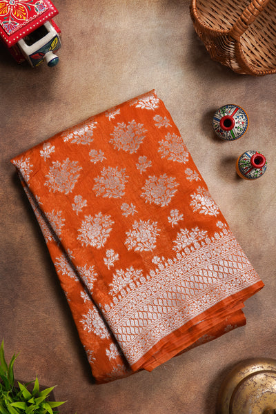 Orange Semi Tussar Saree