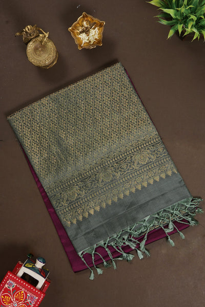 Dark Magenta Pink Soft Silk Saree