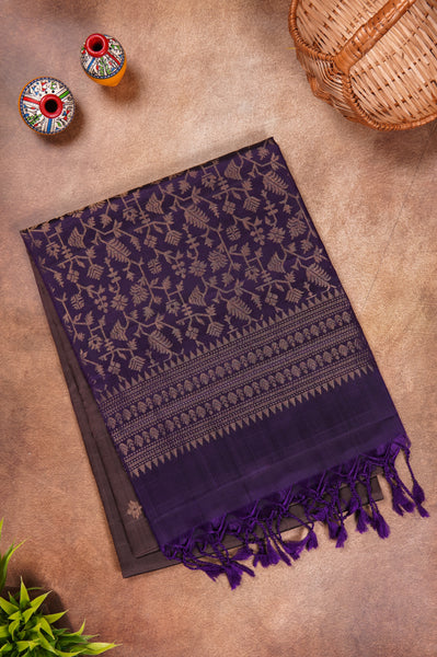 Dark Brown Soft Silk Saree